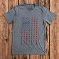 Heather gray American Suits Flag t-shirt featuring an American flag made from red and blue playing card pips