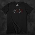 Edges Two-Tone Vault t-shirt in Deceptive Black featuring red and white right-edge playing card pips from the classic Edges design