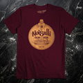 Burgundy Noisulli Italian Cuisine t-shirt featuring vintage pasta restaurant artwork with a magician and hidden illusion backwards pun